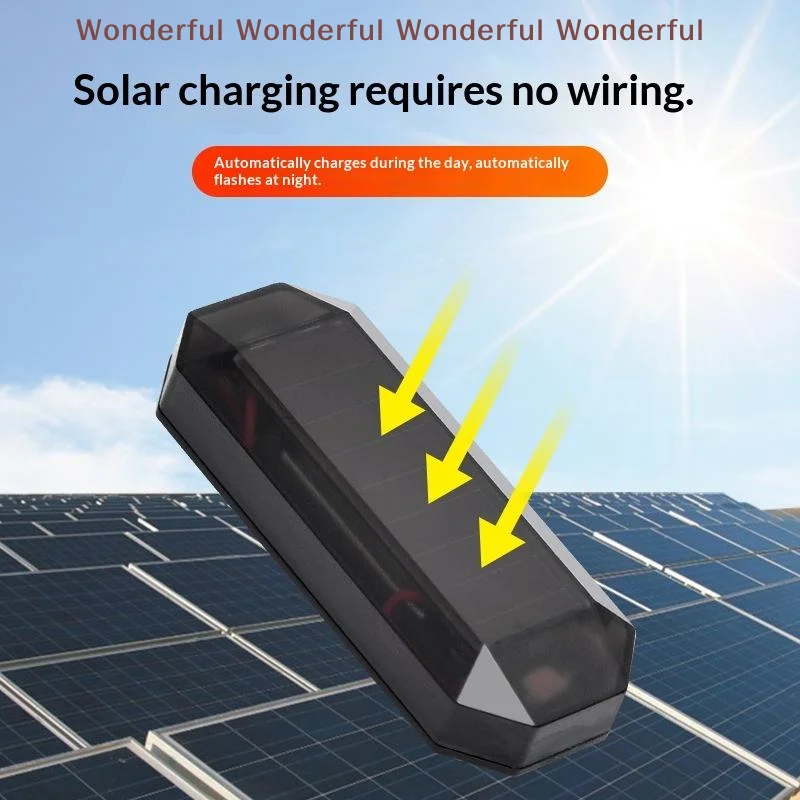 

Solar Car Mini LED Warning Light Anti Theft Security Lamp Simulated Flash Alarm Night Parking Vehicle Visible Decoration