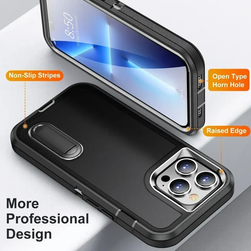 Pkcase schwere Rüstung stoß feste Hülle für iPhone 16 15 14 13 12 11 Pro Max plus Metall halterung Telefon abdeckung für iPhone Hard Shell