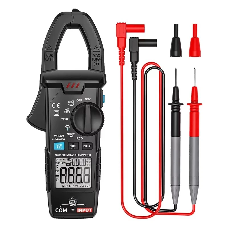 600A Digital AC Current Clamp Meters Current Clamp Multimeter 10000 Counts Meter Frequency Capacitance NCV Digital Clamp Meters