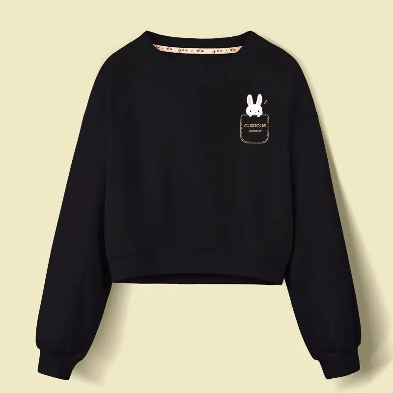 Women Clothing Casual Korean Fashion Loose O-neck Long Sleeve Sweatshirts Youth Lively Bright Easy Close to the People Wild