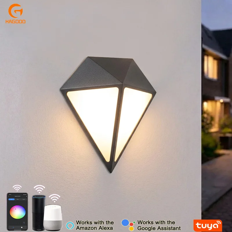 Tuya WiFi Bluetooth RGB Waterproof Outdoor Wall Lamp 85-265V Alexa Google Voice Control Courtyard Smart Light