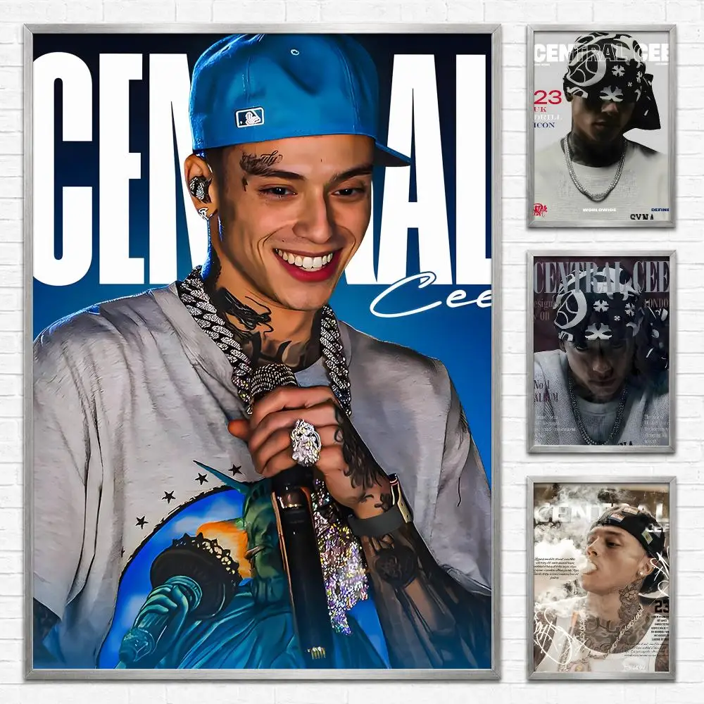 Rapper Central Cee Poster Self‑Adhesive Waterproof PP Poster Coffee House Bar Wall Art Sticker Room Home Decor