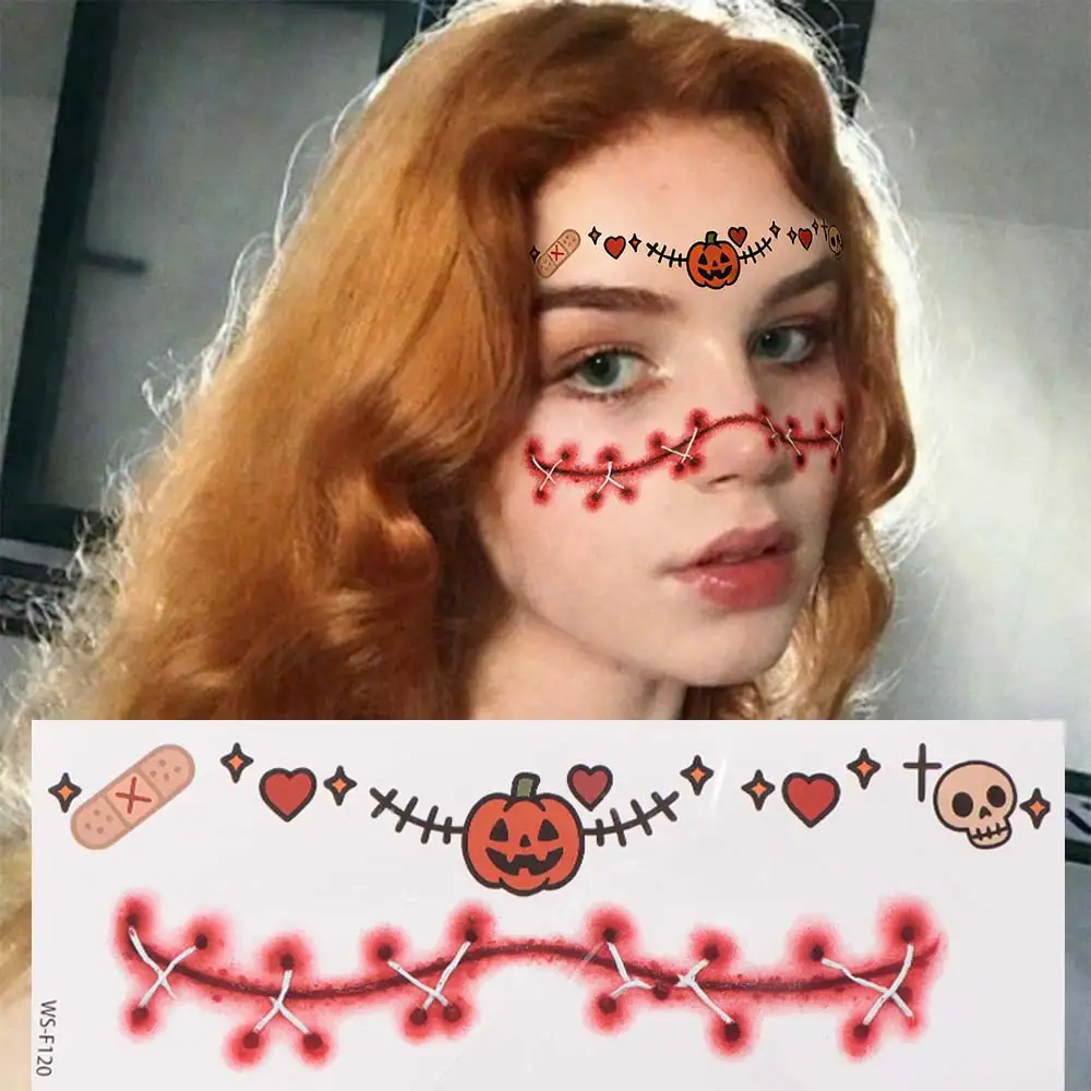 

Одноразовые водостойкие временные татуировки для лица на Хэллоуин, прозрачные портативные наклейки с изображением летучей мыши для щек