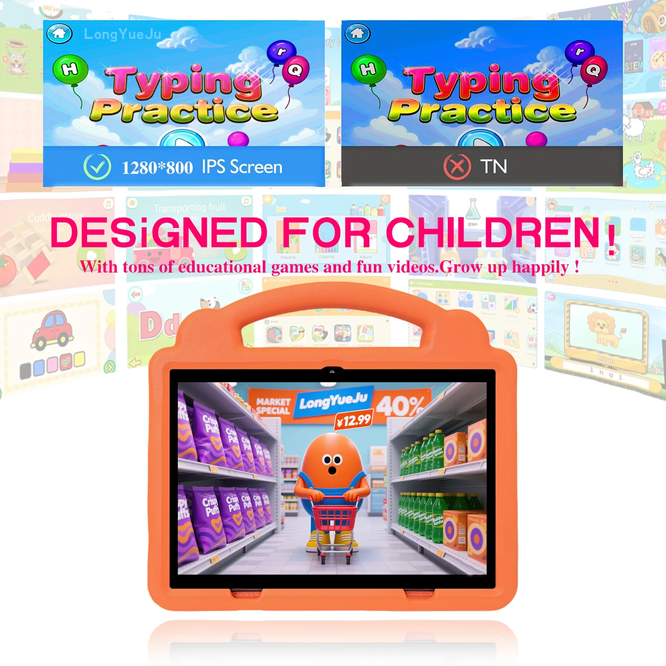 

10.1 Children's tablet or protective case, designed specifically for children aged 3-12, 2+5MP, WIFI, anti fall and portable