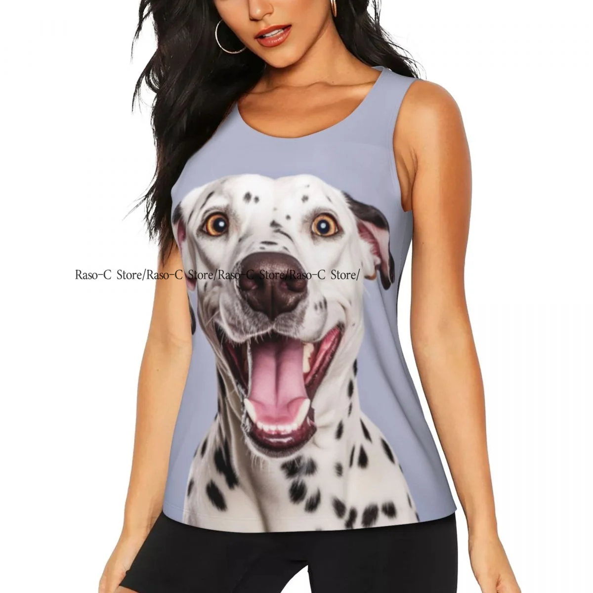 Women's Workout Tank Tops Quick Dry Sleeveless Running Athletic Shirts Dalmatian Dog Gym Yoga Tops