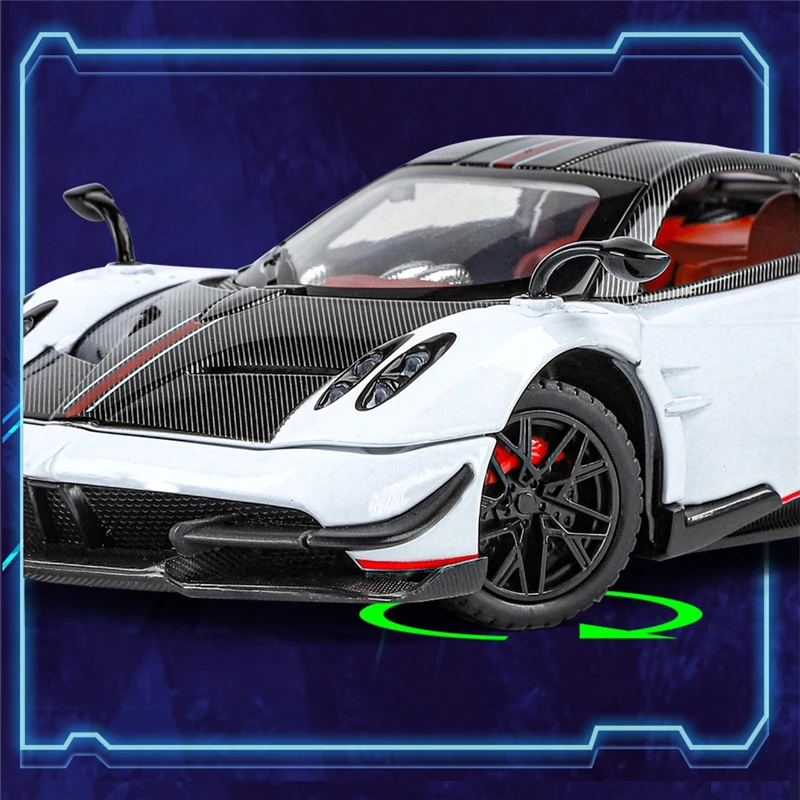 1:24 Pagani Huayra BC Alloy Sports Model Diecast Metal Racing Car Vehicles Model Sound Light Simulation Collection Kids Toy Gift