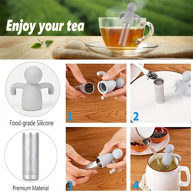 

New Human Shape Tea Filter Stainless Steel Tea Strainer Creative Tea Infuser Simple Design