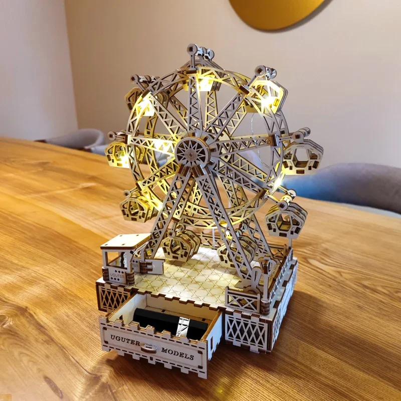 

Handmade DIY creative birthday gift for girlfriend rotating ferris wheel wooden music box