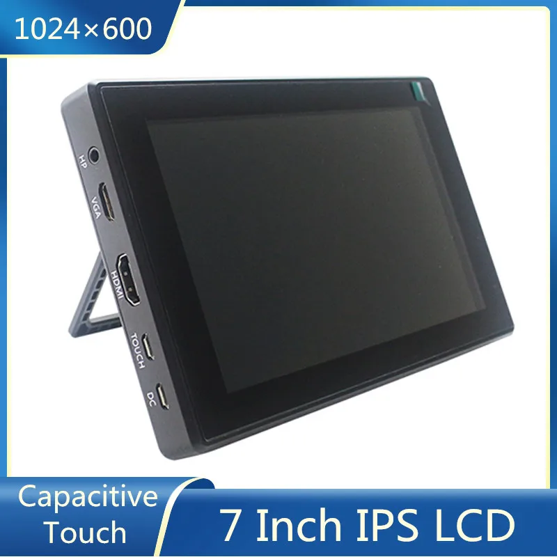 7 Inch IPS  LCD Capacitive Touch Screen 1024x600 OSD Menu with Case Toughened Glass Cover HDMI-compatible for Raspberry Pi