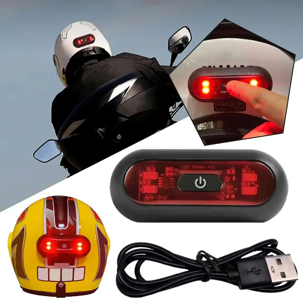 Motorcycle Helmet Warning Light Night Riding Warning Driving USB Charging Waterproof LED Safe Color Flashing Light Light S6K0