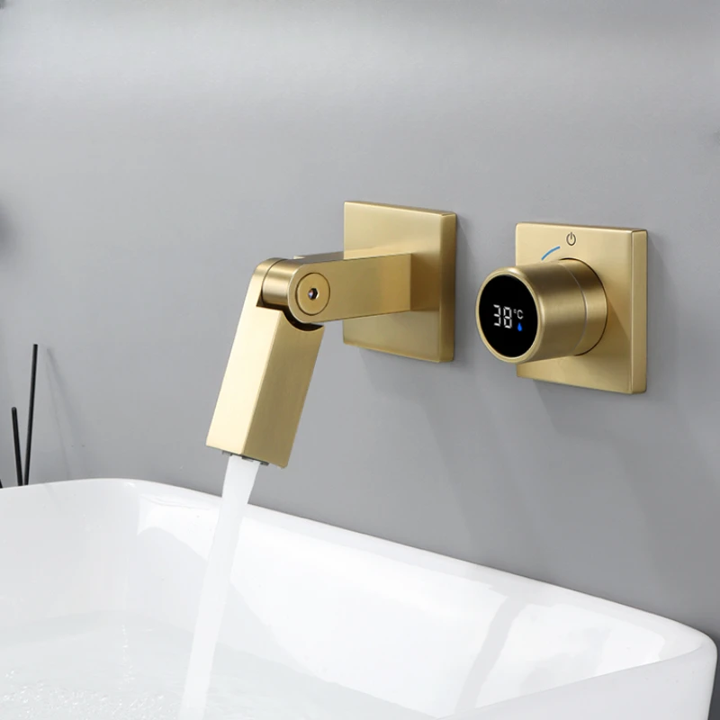 

Hot melt into the wall-type digital display faucet concealed embedded hidden all-copper gold.