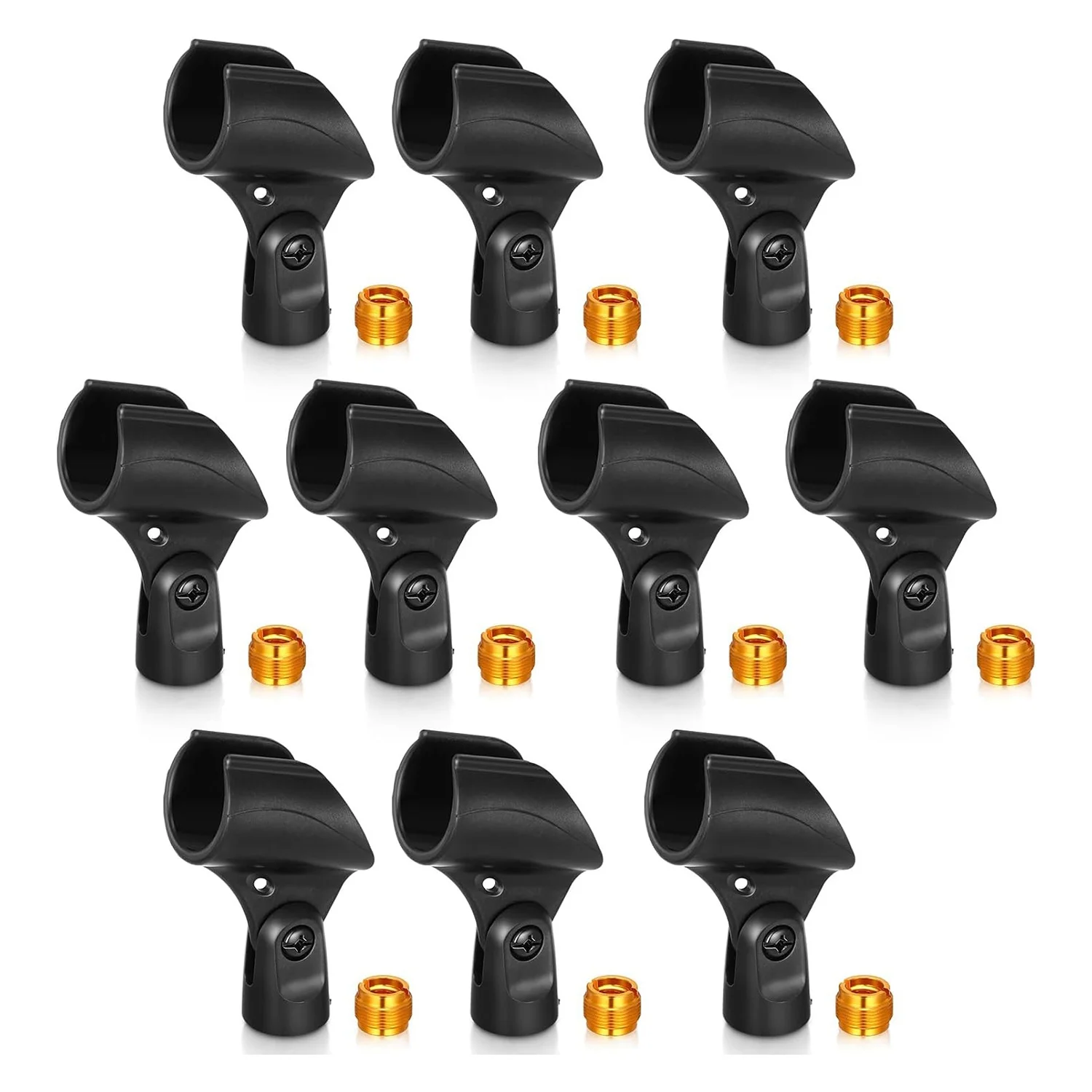 10 Pcs Microphone Clip Holder with 10 Pcs Nut Adapter, Adapter for Performance, Demonstration, Podcasting, Recording