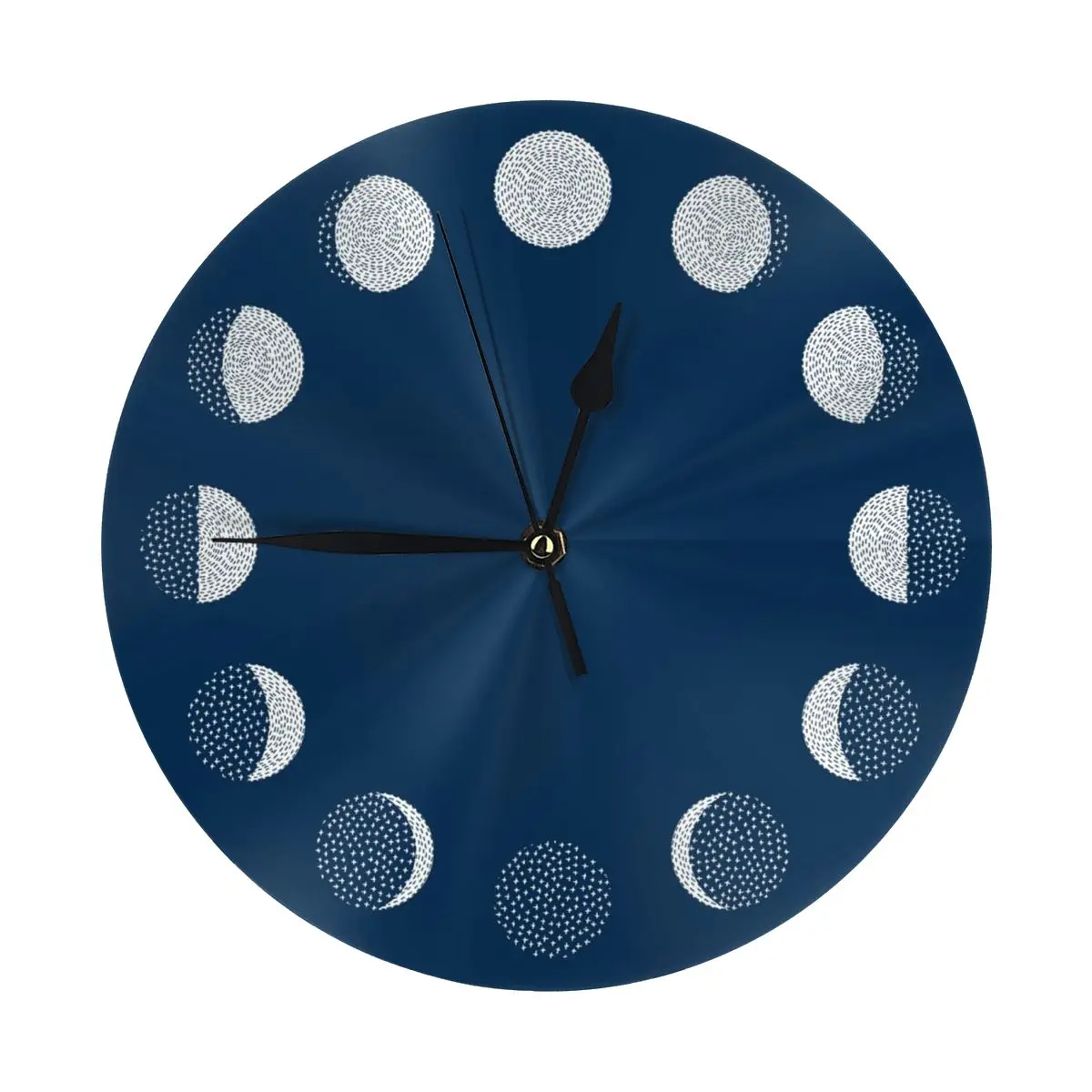 Moon Phases Modern Simple and Wall Hung Clock for Study Bedroom Living Room Bathroom