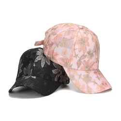 Advanced Gold Silk Embroidery Craft Vague Mesh Baseball Cap for Women Summer Autumn Flowers Plants Gorgeous Lady Girl Hats DB41