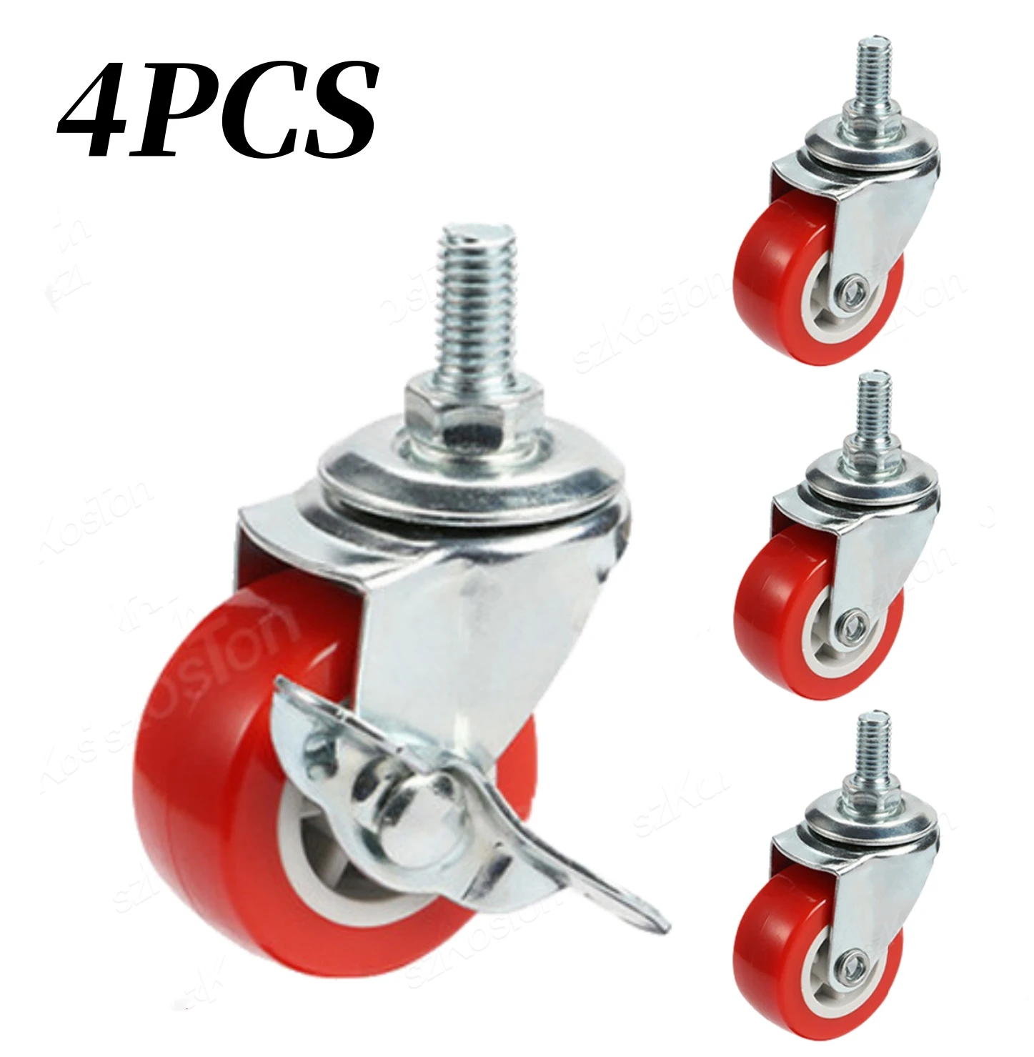 

Комплект из 4 усиленных универсальных поворотных колес (1/1.25/1.5/2 дюйма) с резьбовым штоком M8 для тележек и мебели