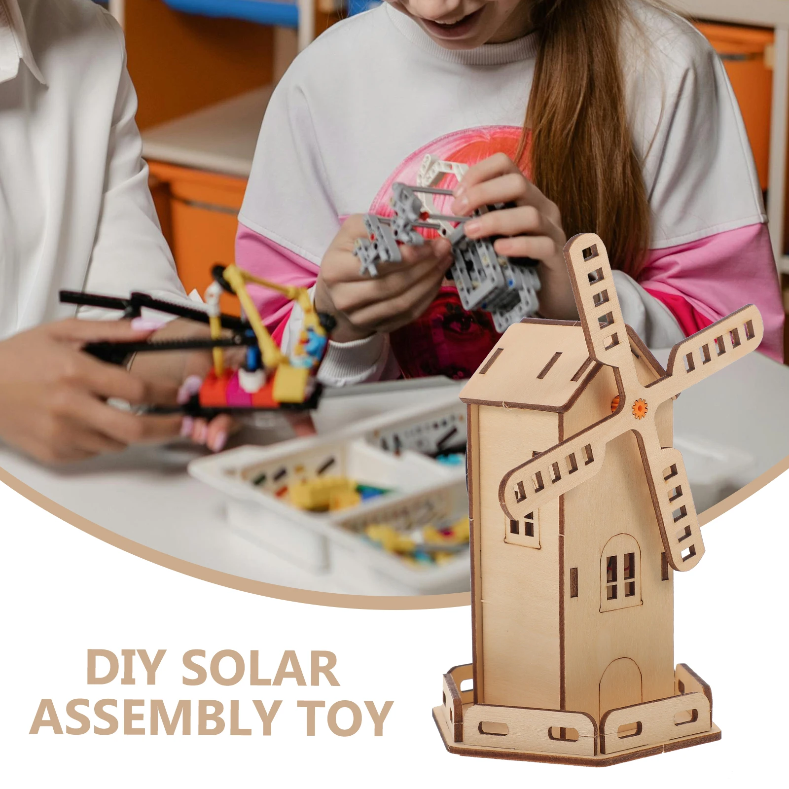 

Set Light Brown Kids Experiments Educational Science Project Teaching Equipment Solar Powered Toy Kit Windmill Solar