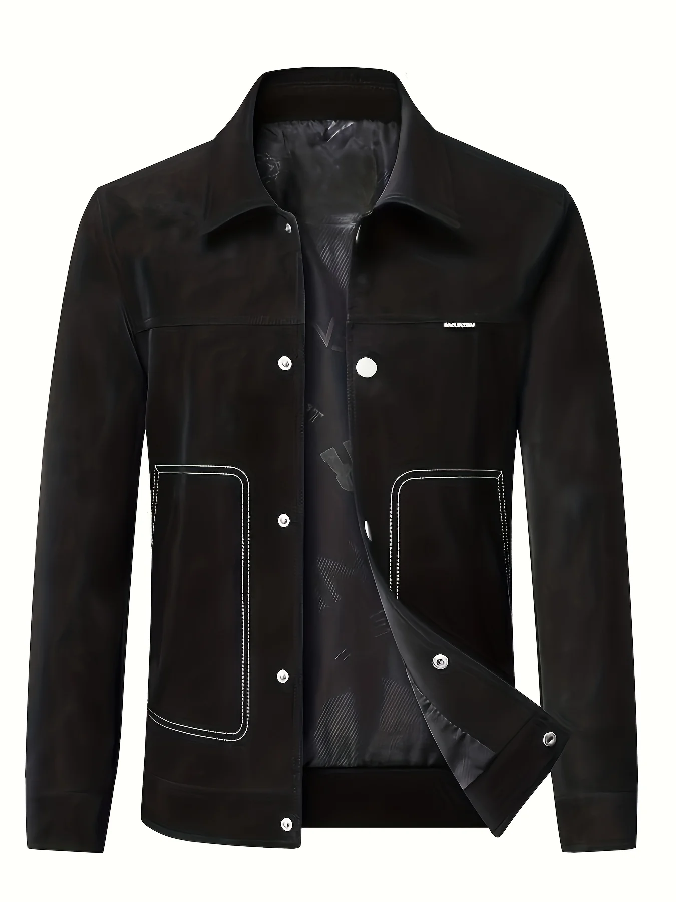 

Мужская демисезонная куртка из искусственной кожи с отложным воротником для легкого делового стиля