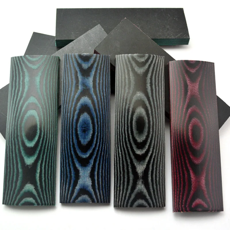 2 Pieces of DIY Knife Handle Material - Micarta, Available in Black-Red, Black-Green & Black-White, 120x40x8mm;160x50x8mm