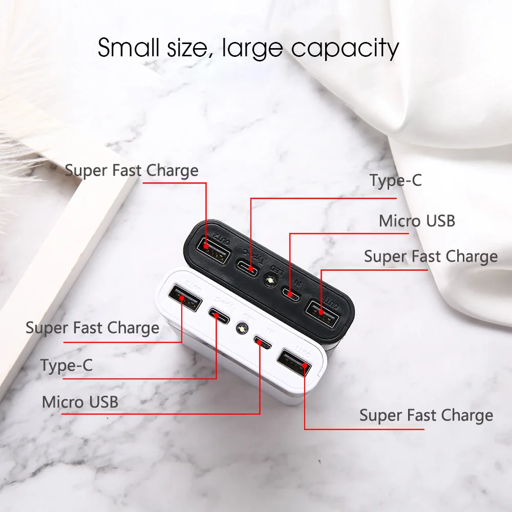 20000mAh obudowa Power banku podwójny USB szybki etui z funkcją ładowania 18650 przechowywanie baterii wsparcie skrzynki QC3.0 PD3.0 AFC FCP SFCP