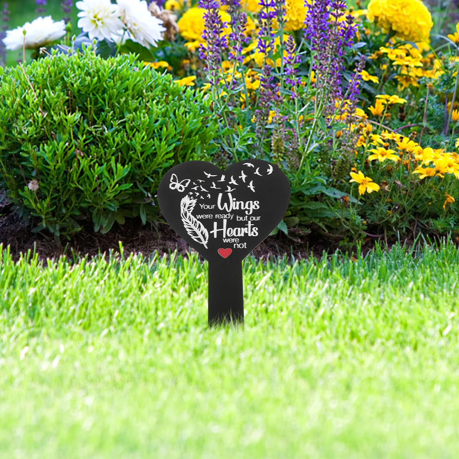 

Heart Shaped Acrylic Memorial Stake for Graves Cemetery Marker Outdoor Lawn Ornament Decorative Insert Ground Sign