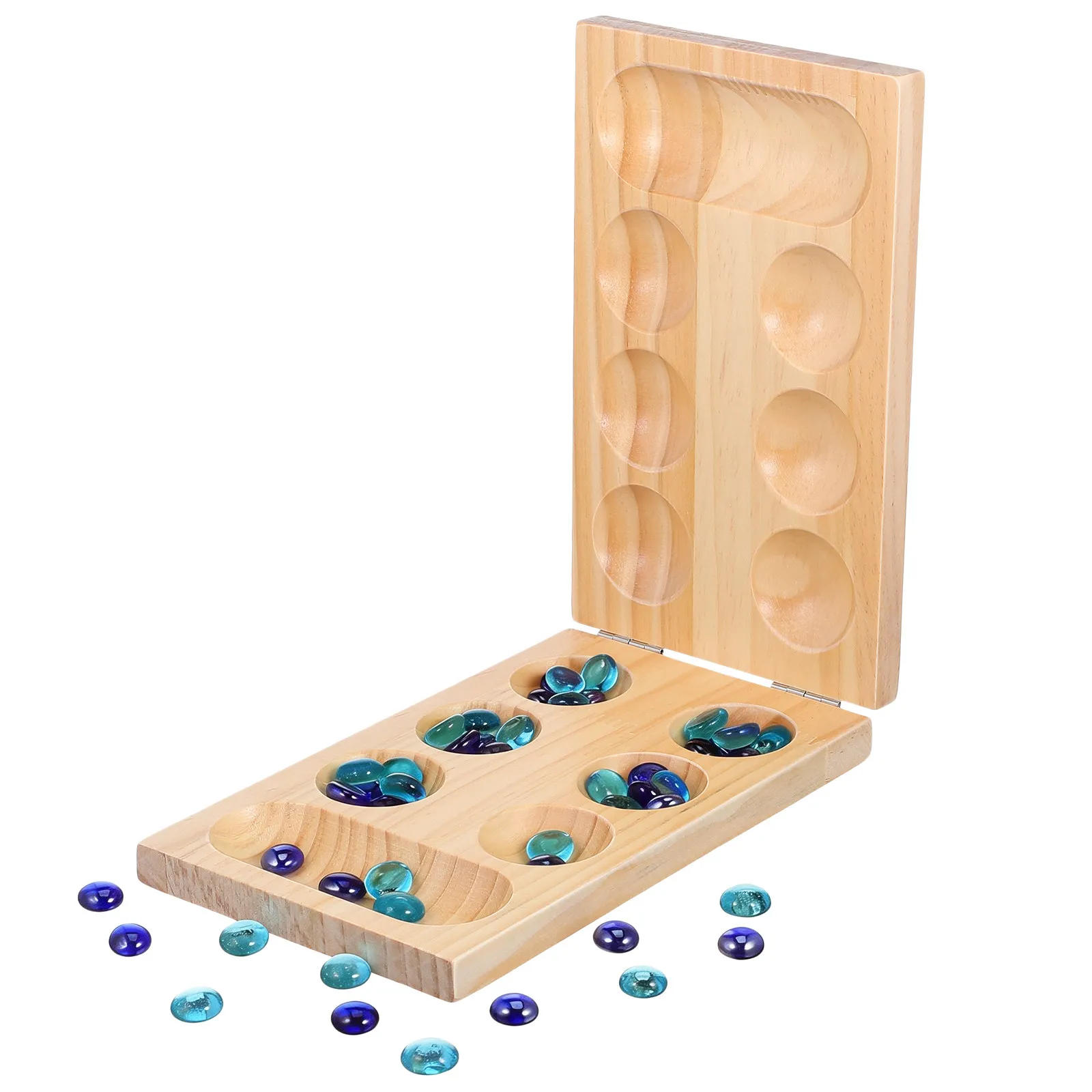 

1Set Premium Wood Mancala Board Game Folding Design Space Saving Lightweight Smooth Surface Family Party Puzzle