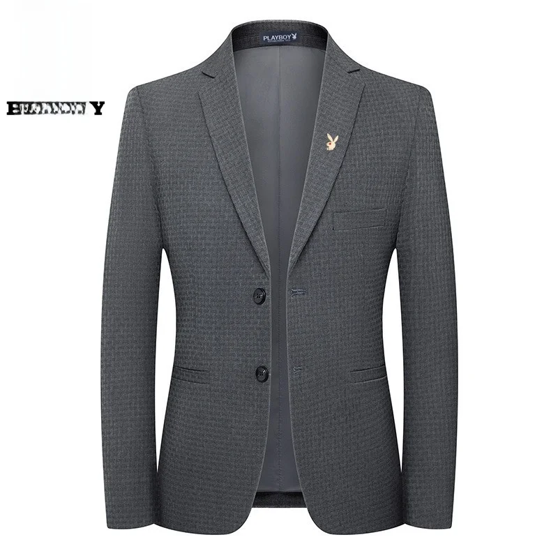 

Men's Slim Fit Thin Casual Suit Spring Autumn New Sle Knitted Fabric Long Sve Busin Casual Coat for Students