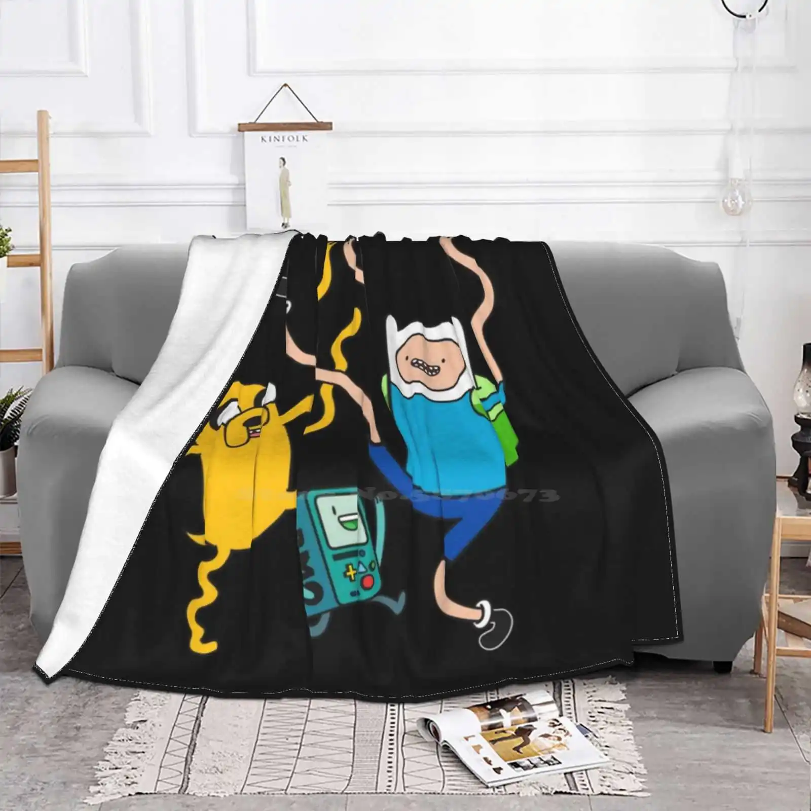 فين جيك Bmo بطانية دافئة ناعمة للحفلات أريكة/سرير/سفر هدايا حب مغامرة وقت Bmo لعبة الحياة لطيف وقت المغامرة الكرتون