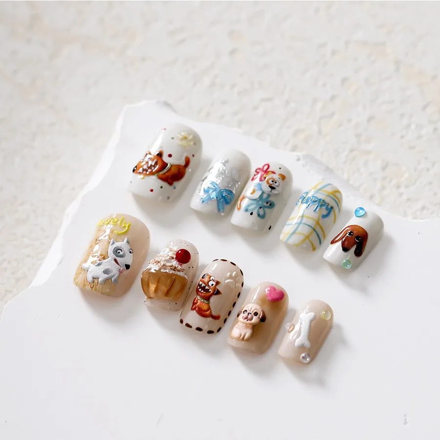 Autocollants 5D japonais pour ongles, 1 pièce, décalcomanies de décoration, motifs animaux Kawaii, curseur auto-adhésif, accessoires de bricolage