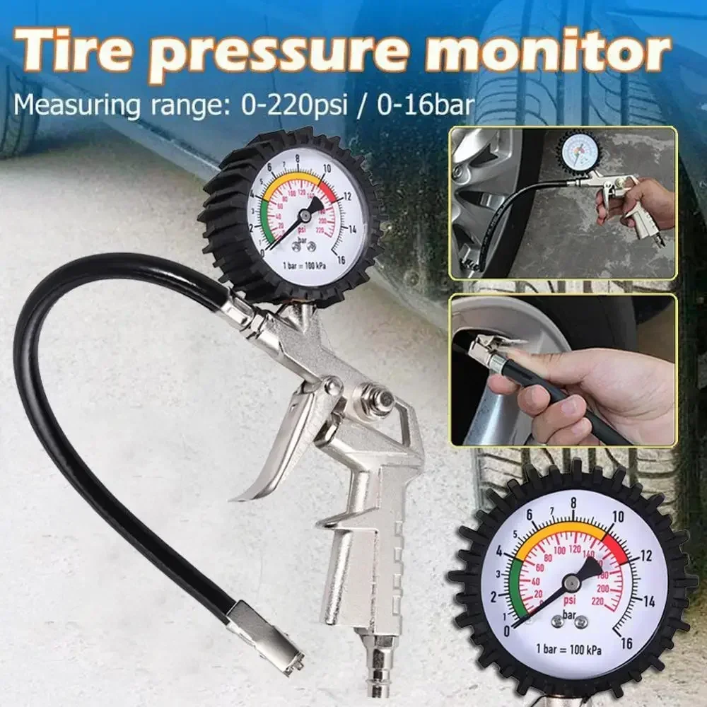 Car Tire Pressure Gauge 220 PSI High Precision Air Pressure Gun Monitor Tester Air Compressor Truck Motorcycle Tire Repair Tool