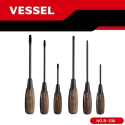 VESSEL Wood-Compo Tang-thru type Non-slip Screwdriver PH1 PH2 PH3 SL5.5 SL6 SL8 B-330 Electro - tools