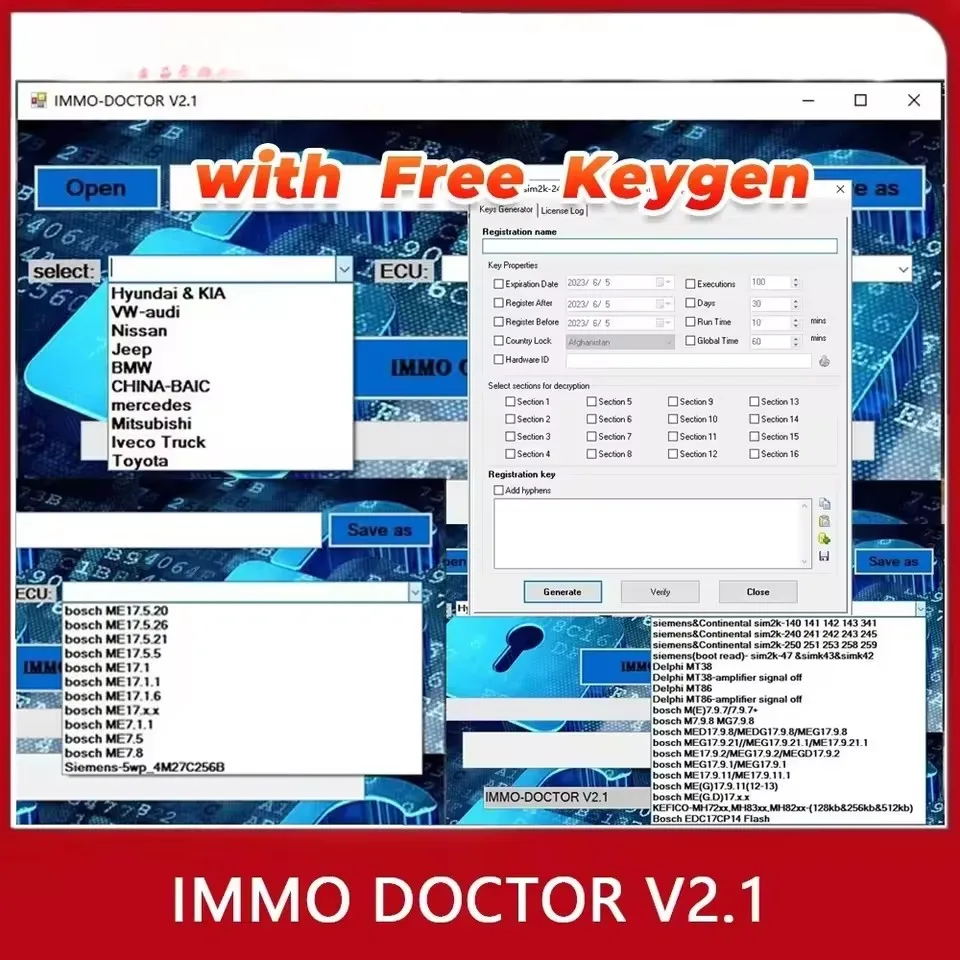 

2025 IMMO DOCTOR V2.1 con teclado ilimitado MULTI MARCA Immo Off Software ECU Chip Tuning para sim2k MT38 ME 17.9.2 MED17.9.8