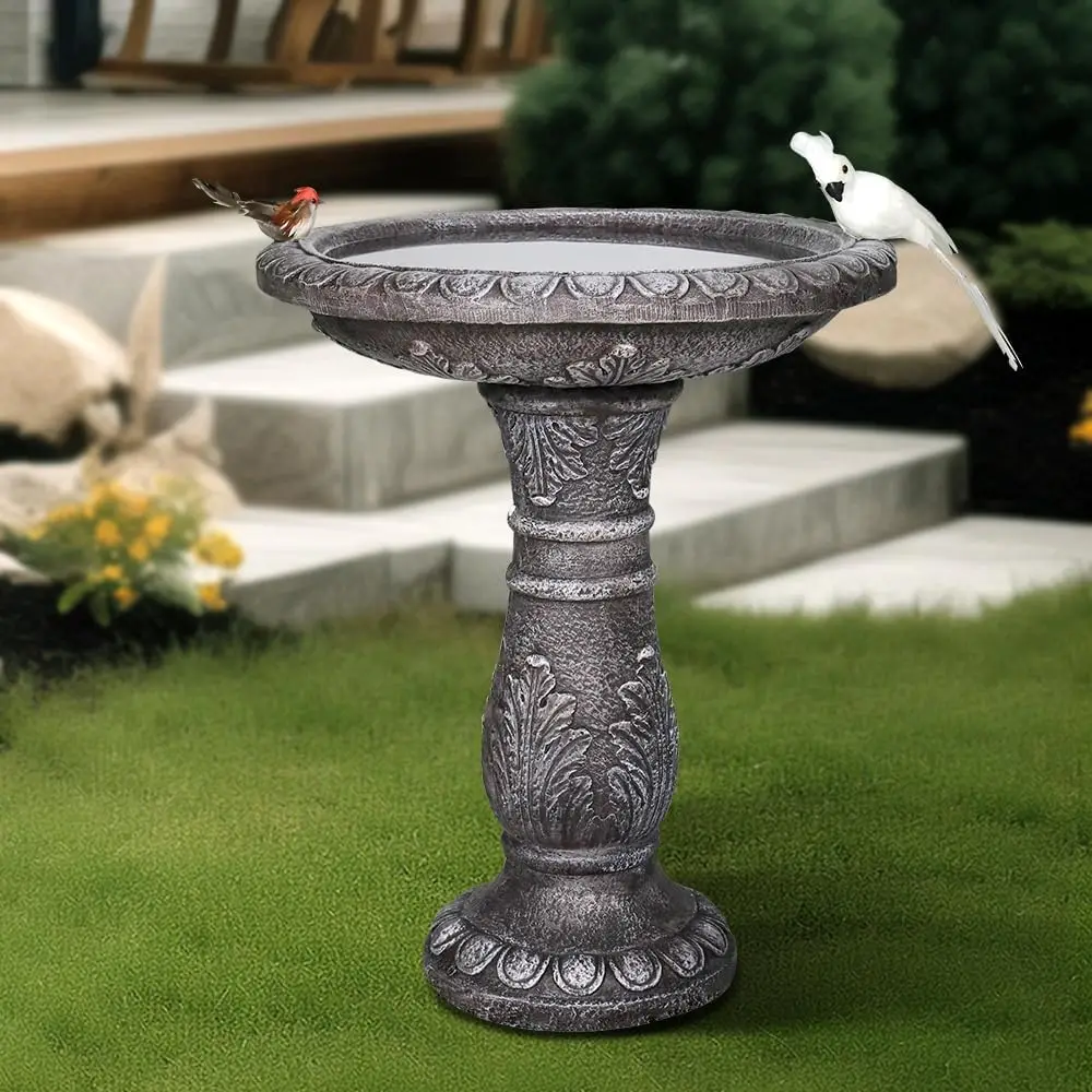 

Cement Bird Bath for Garden- Fibre Reinforced Concrete Bird Baths for Outdoors, Large Size Vintage Carved Pedestal