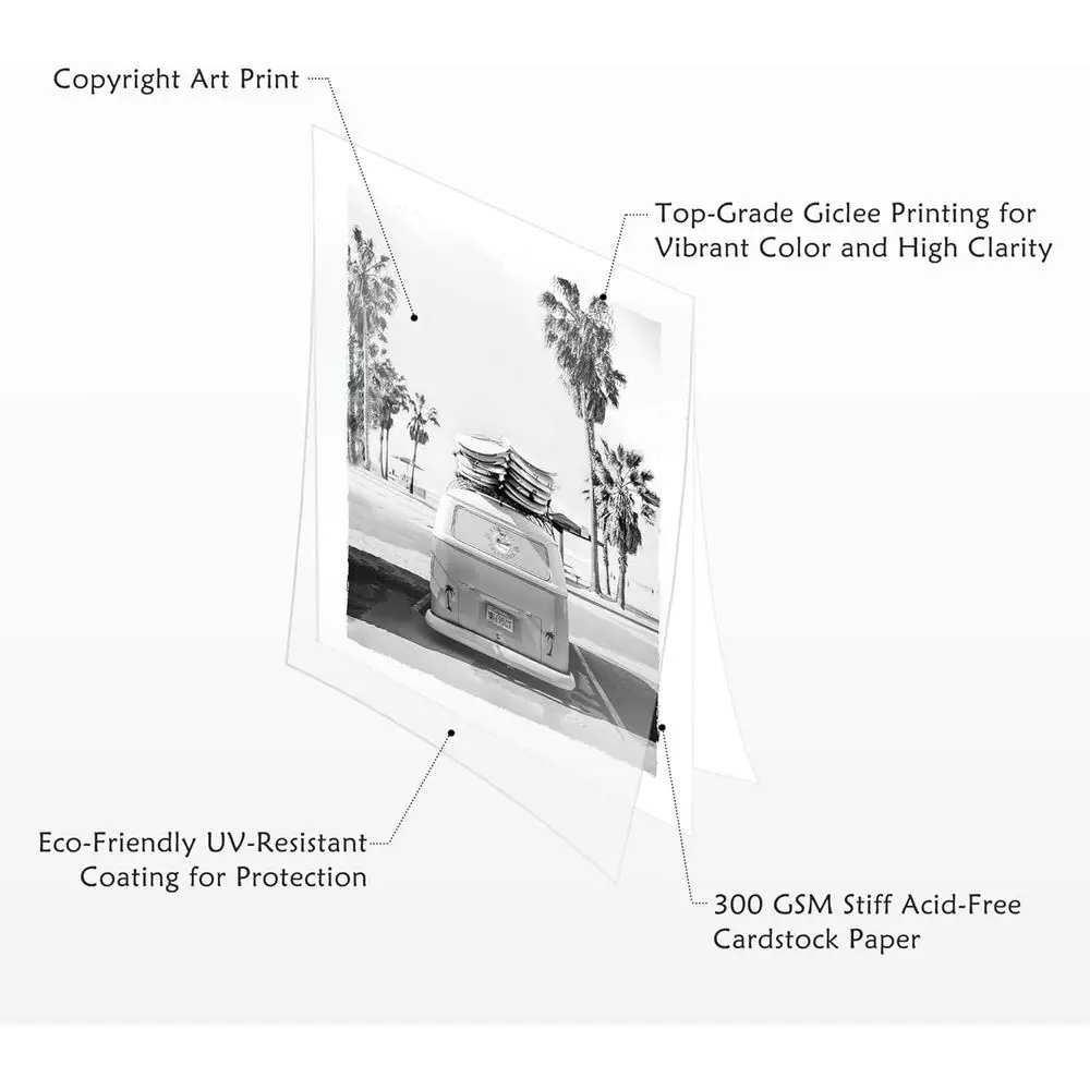 Art élégant des vagues d'océan tropicaux noir et blanc pour chambre à coucher, salon ou salle de bain - Impression verticale de paysage marin 11x14