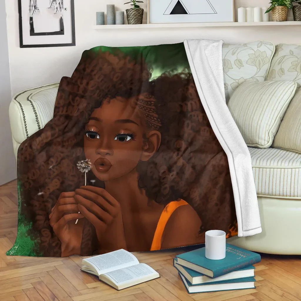 Cute African Girl Pattern Flannel Throw Blankets Children Teens Travel Gifts Soft Warm NEW Beautiful Design Home Sofa Bed Decor