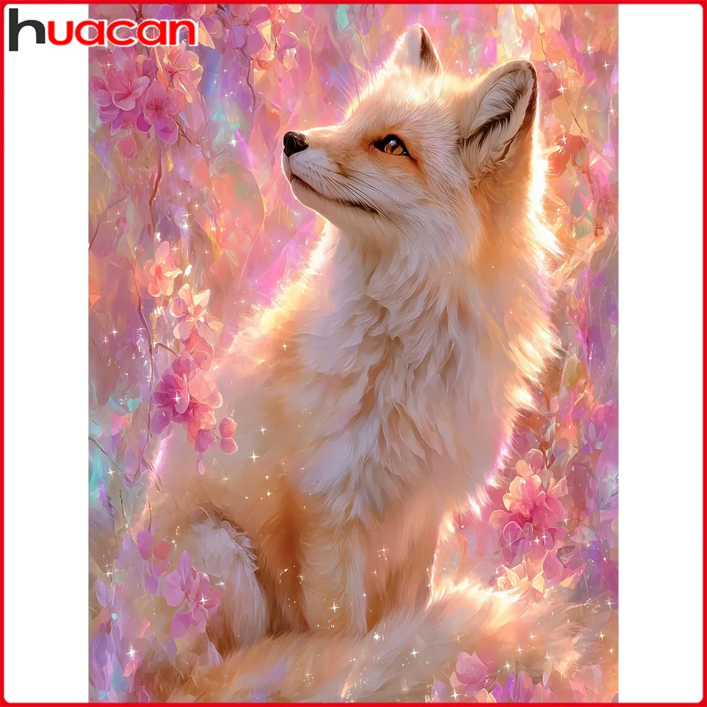 Huacan Tier-Fuchs-Diamantmalerei-Set, DIY-Mosaik-Blumenbild aus Strass, Heimdekoration
