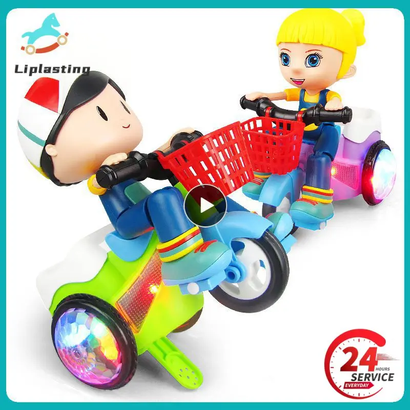 Music Stunt Cool Tricycle Car 360 Degree Rotate Luminous Motorcycle Baby Toys Easy to Use Best Christmas Gift for Children Kids