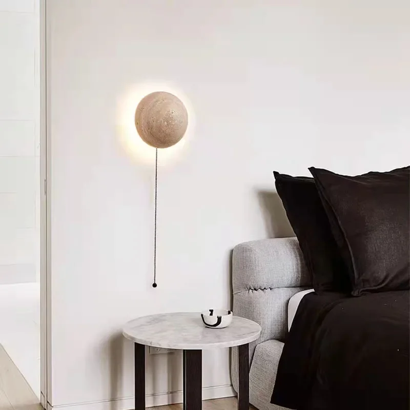 

Modern Stone LED Wall Lights Parlor Aisle Bedside Lamp With Switch Strange Sconce Drop Shipping Round Shape