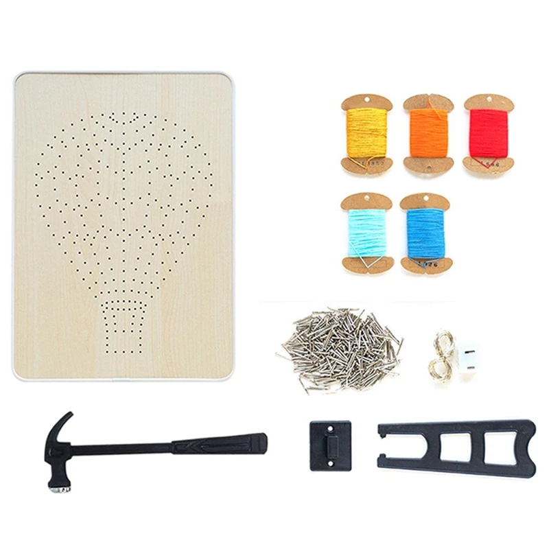 String Art Kit With LED Light Crafts Kit For Adults And Kids DIY String Art With All Necessary Accessories And Frame