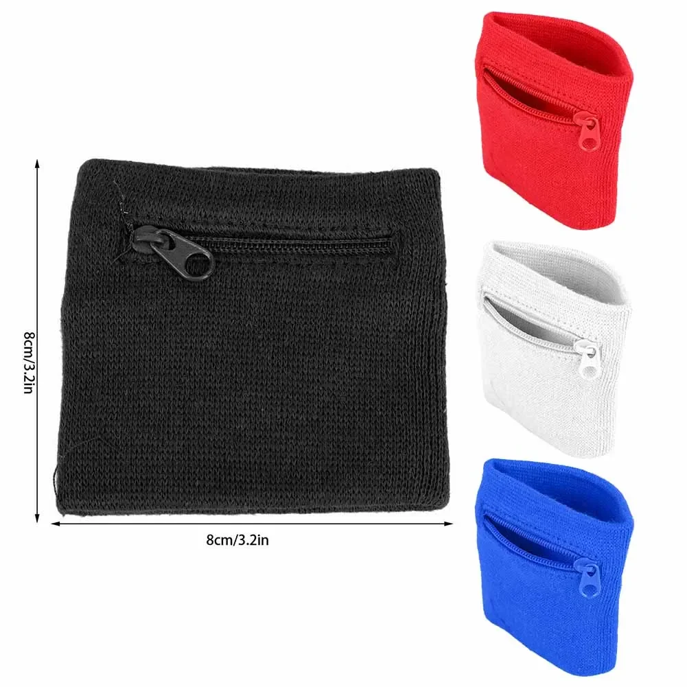 Sports Wristband Purse Bag with Zipper Wrist Absorbent Sleeve Towel Band Outdoor Running Travel Bike Key Pocket