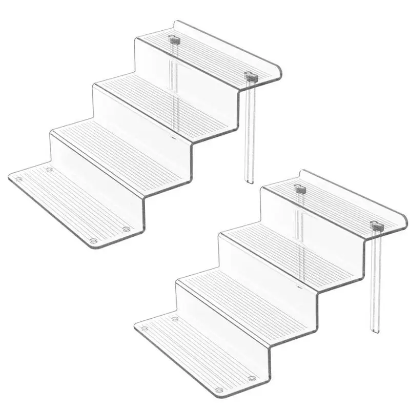 

Acrylic Riser Display Shelf 2pcs Sturdy 4 Tier Perfume Organizer Fashionable And Elegant Lightweight Display Shelf