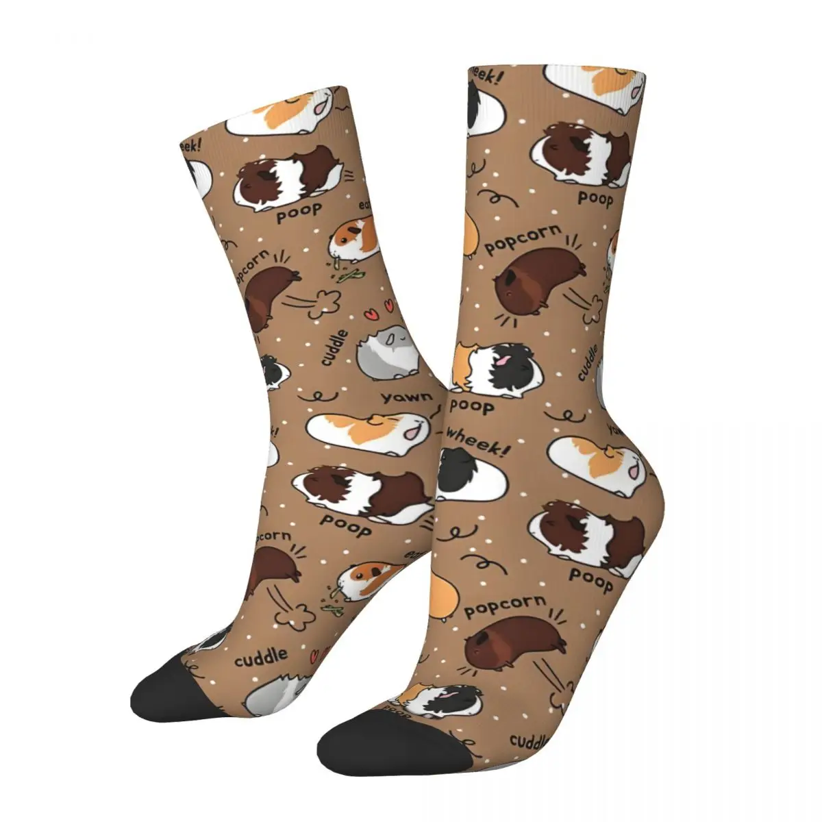 Guinea Pig Daily To-Do List - Brown Background Men's Socks Retro Harajuku Street Style Novelty Casual Crew Sock