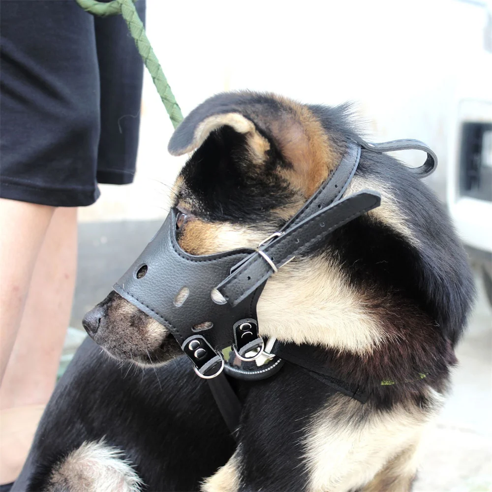 Anti-Barking-Hunde mündung für kleine große Hunde verstellbare atmungsaktive weiche Pu-Leder Haustier Mund Maul körbe Hund Anti-Biss-Haustier zubehör