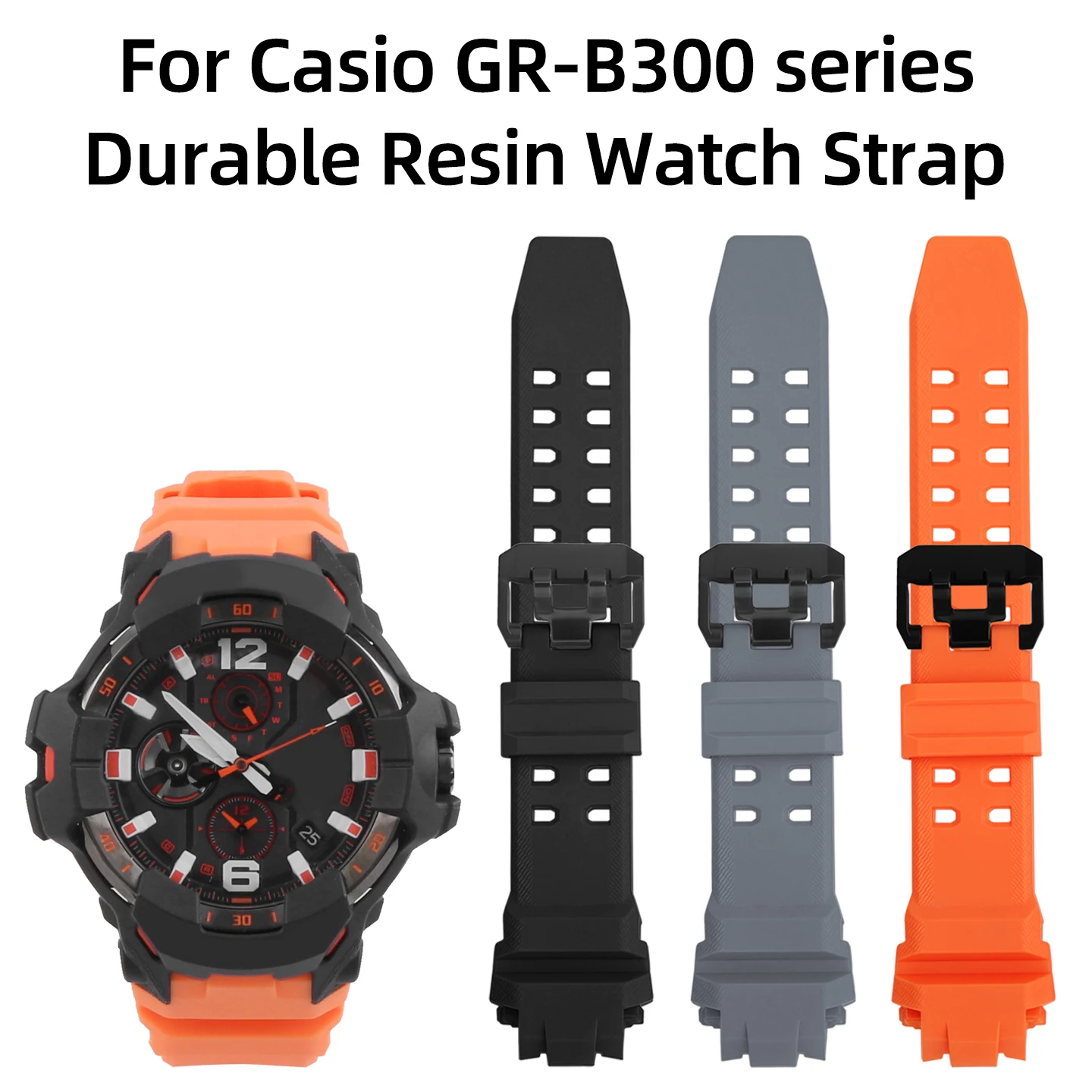 Soft Resin Silicone Watch Strap For Casio G-shock GR-B300 Gravity Master Aviation Series men's Waterproof Watch Band Accessories