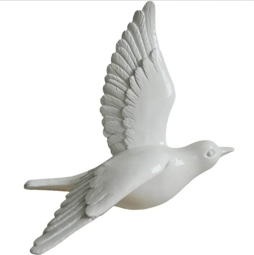 Resin 2D White bird wall art sculpture flying bird wall decoration