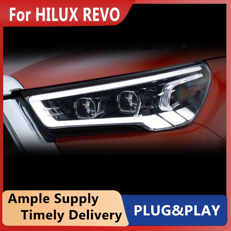 

Стайлинг автомобиля для фар Toyota Hilux 2021 2022, Revo Rocco, светодиодные фары DRL, ходовые огни, светодиодные аксессуары для динамических указателей поворота