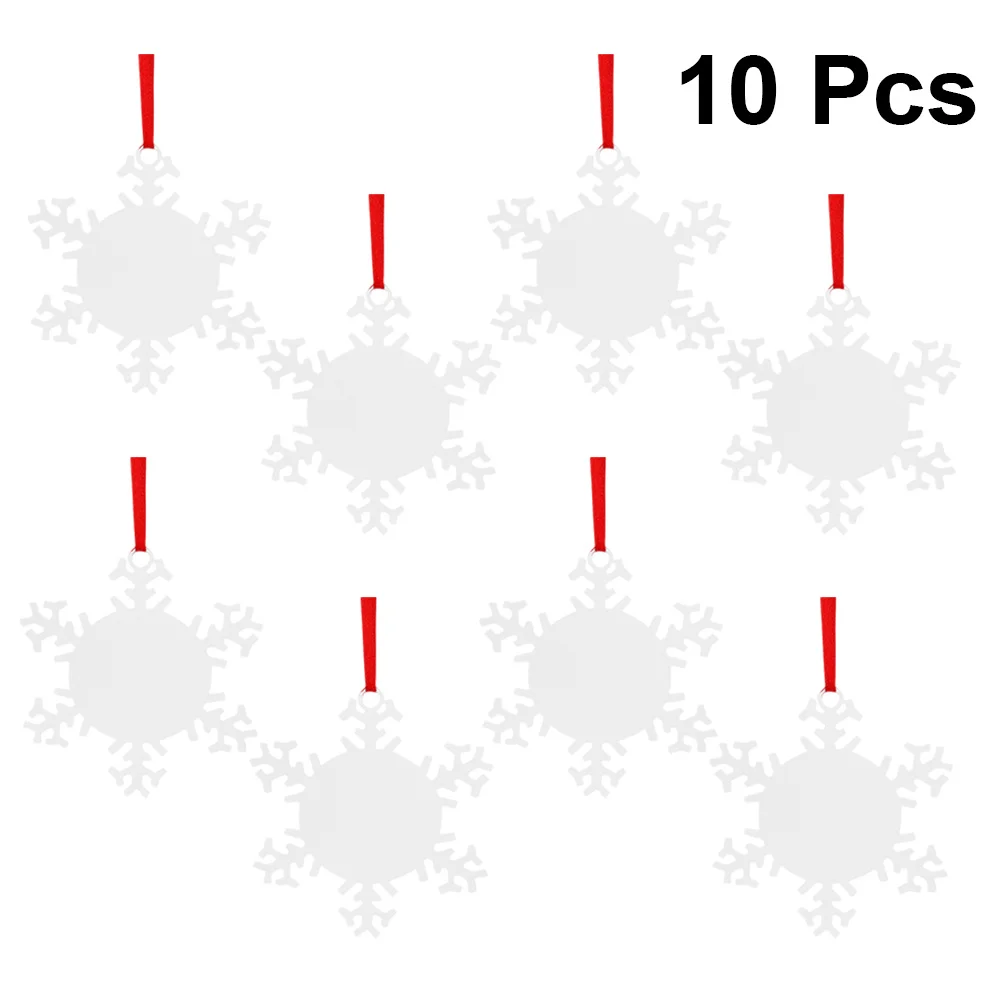 

10Pcs Snowflake Christmas Tree Decoration Wooden Hanging Ornaments Double-Sided Heat Transfer Printed Christmas Ornaments