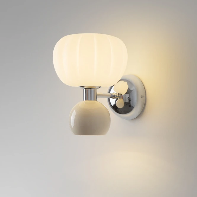 

Modern Led Nordic Wall Lamp Cream Wind Pumpkin Lamp Bedroom Bedside Study Living Room Corridor Dining Room Lighting G9 Bulb