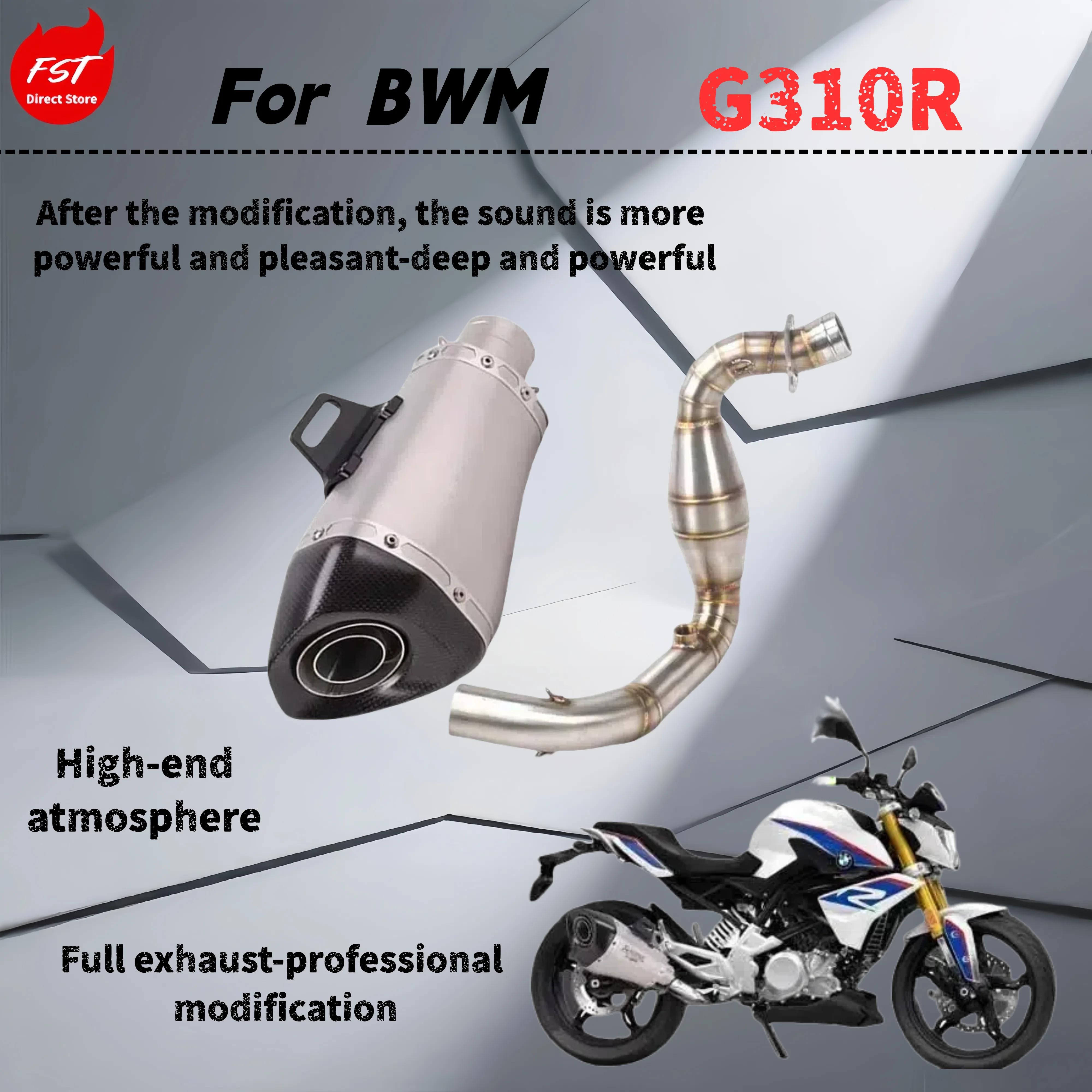

For BMW G310R-Modified multi-stage exhaust pipe-the sound is deep, thick and powerful