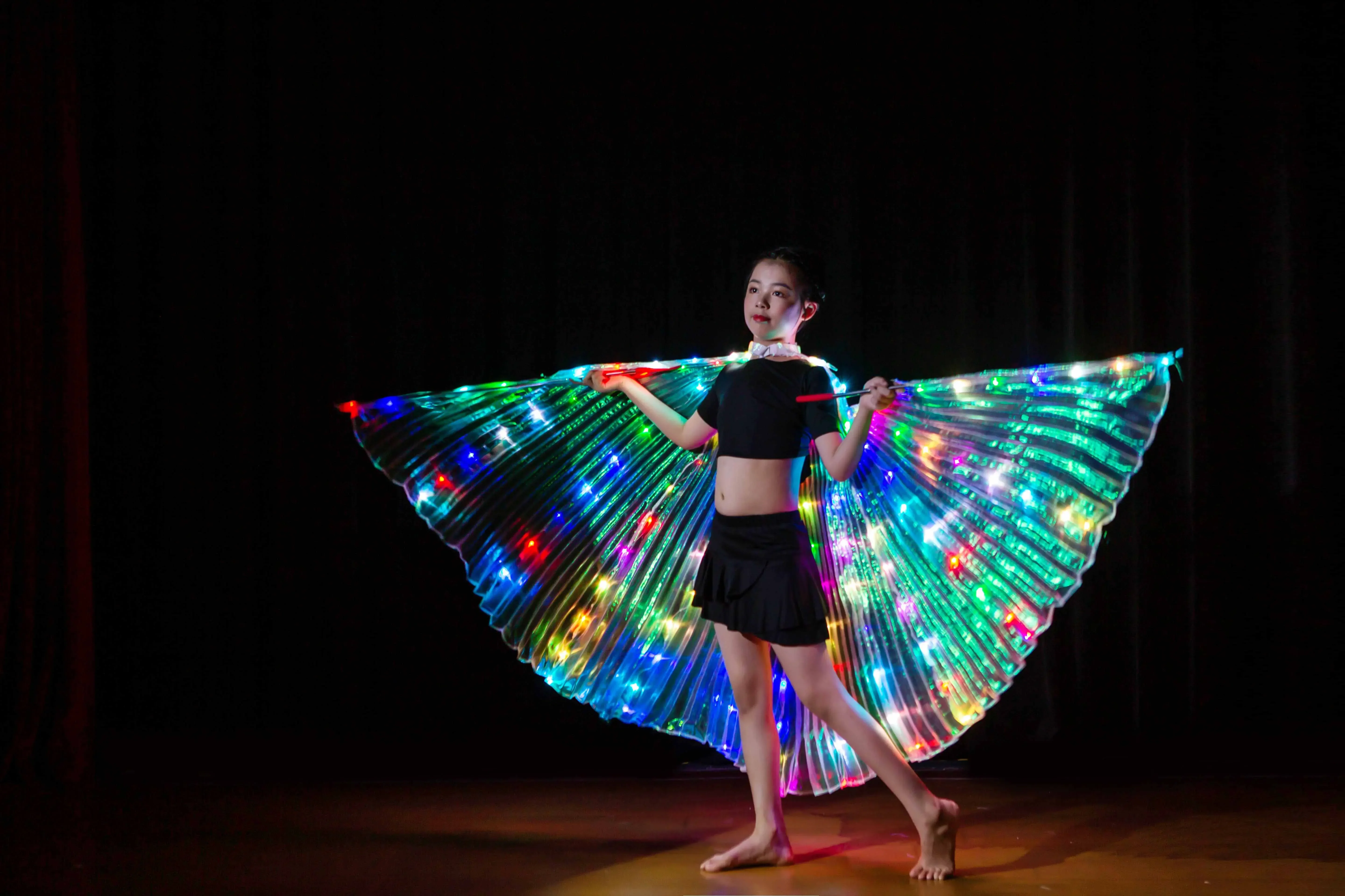 LED Big Wings Dance Costumes Glow Belly Dance Performa Luminous Clothing For Dancer