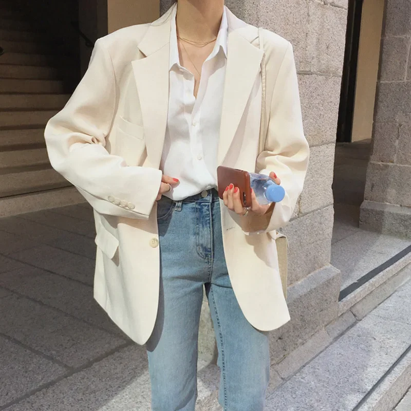 Blazer Women's New Style 2021 Korean Casual Single-breasted Loose Long-sleeved Autumn Suit Temperament Blouse British Style